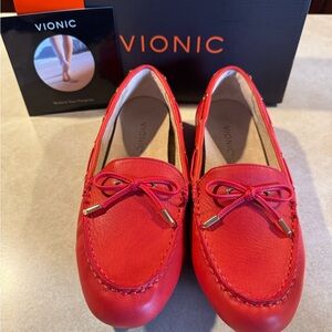 Vionic Bright Cherry Red Honor Virginia Leather Loafers 9W